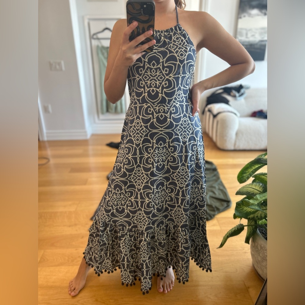 Zara Blue and White Tassel Dress (used just once)